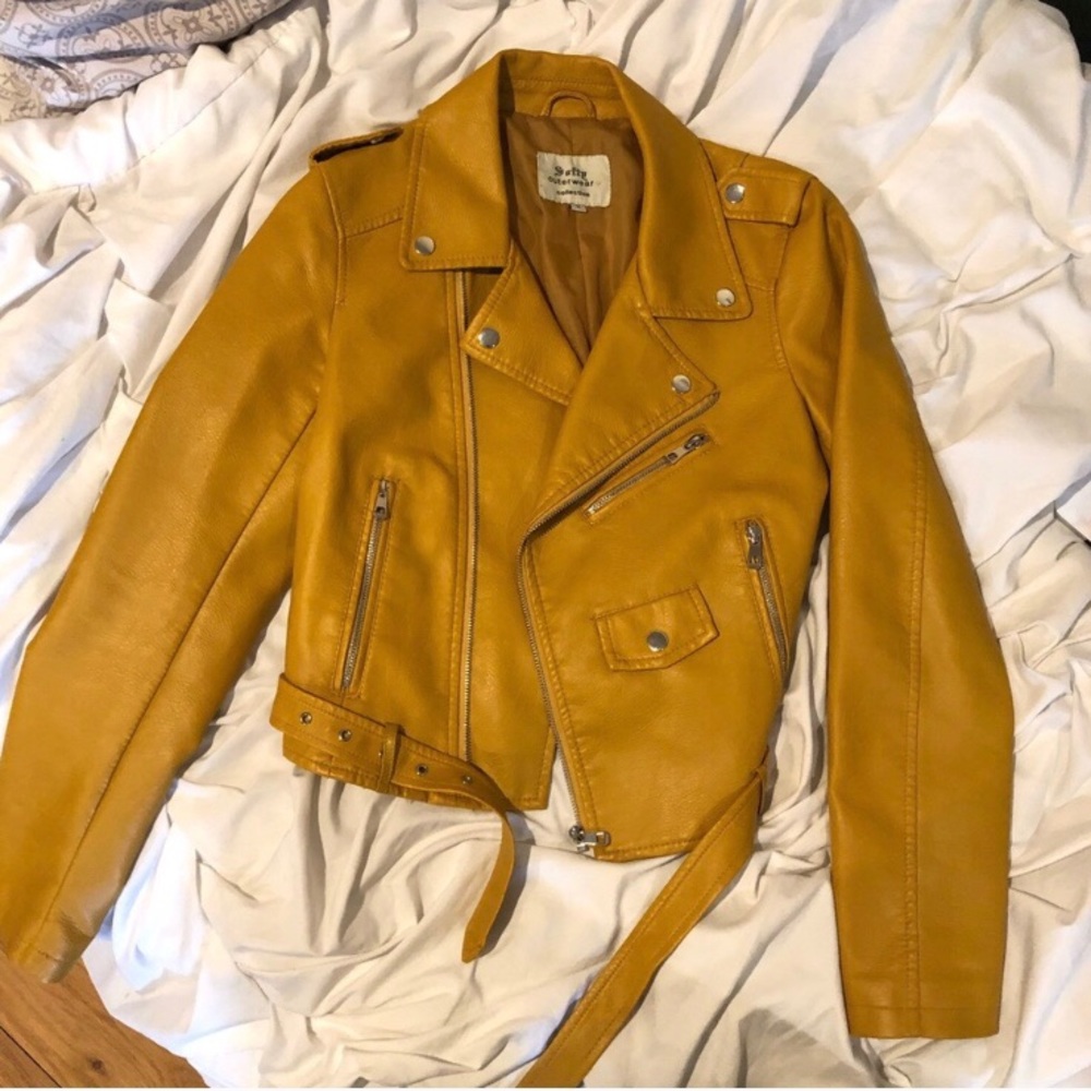 Yellow vegan leather jacket